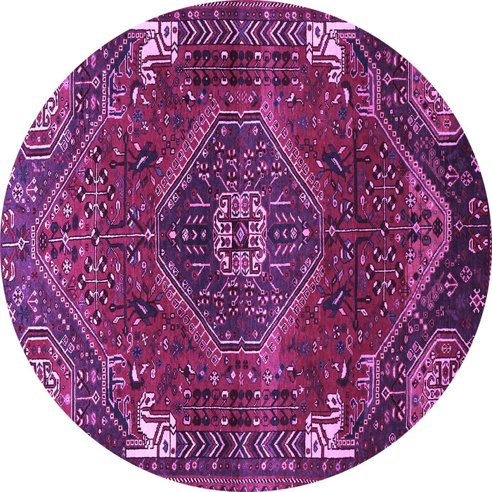 Round Machine Washable Persian Purple Traditional Area Rugs, wshtr880pur