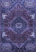 Machine Washable Persian Blue Traditional Rug, wshtr880blu