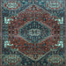 Square Machine Washable Persian Light Blue Traditional Rug, wshtr880lblu