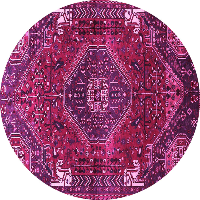 Round Machine Washable Persian Pink Traditional Rug, wshtr880pnk