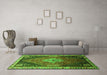 Machine Washable Persian Green Traditional Area Rugs in a Living Room,, wshtr881grn