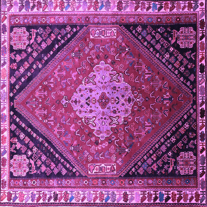 Square Machine Washable Persian Purple Traditional Area Rugs, wshtr881pur