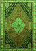 Serging Thickness of Machine Washable Persian Green Traditional Area Rugs, wshtr881grn