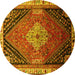 Round Persian Yellow Traditional Rug, tr881yw