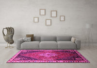 Machine Washable Persian Pink Traditional Rug, wshtr881pnk