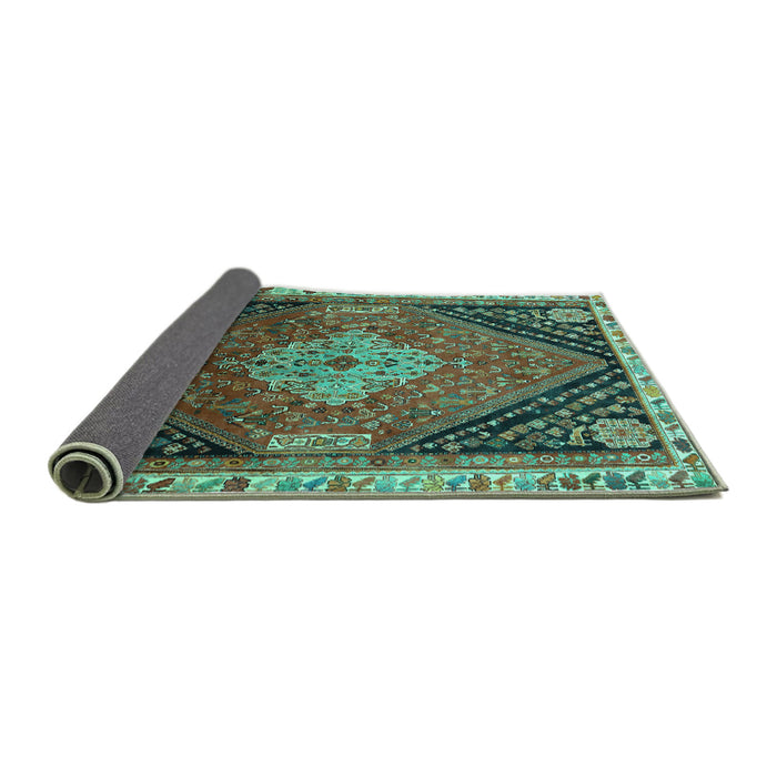 Sideview of Persian Turquoise Traditional Rug, tr881turq