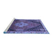 Sideview of Machine Washable Persian Blue Traditional Rug, wshtr881blu