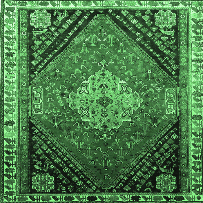 Square Persian Emerald Green Traditional Rug, tr881emgrn