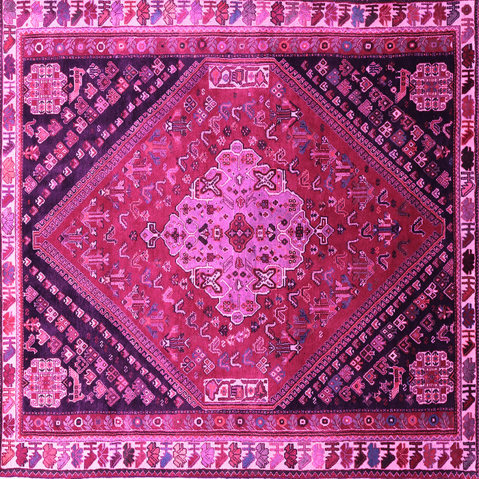 Square Machine Washable Persian Pink Traditional Rug, wshtr881pnk