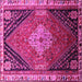 Square Machine Washable Persian Pink Traditional Rug, wshtr881pnk