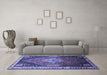 Machine Washable Persian Blue Traditional Rug in a Living Room, wshtr881blu