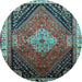 Round Persian Light Blue Traditional Rug, tr881lblu