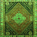 Round Machine Washable Persian Green Traditional Area Rugs, wshtr881grn