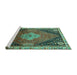 Sideview of Machine Washable Persian Turquoise Traditional Area Rugs, wshtr881turq