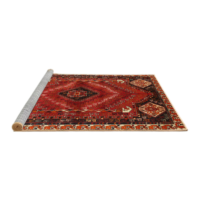 Sideview of Machine Washable Traditional Gold Brown Rug, wshtr882
