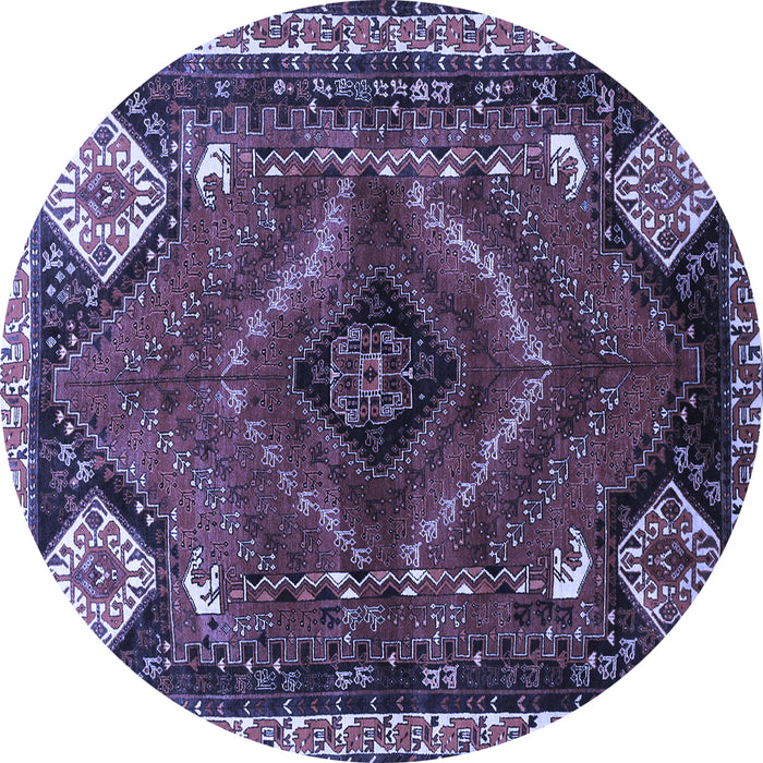 Round Machine Washable Persian Blue Traditional Rug, wshtr882blu