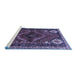 Sideview of Machine Washable Persian Blue Traditional Rug, wshtr882blu