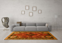 Machine Washable Persian Yellow Traditional Rug, wshtr882yw