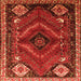 Round Machine Washable Persian Orange Traditional Area Rugs, wshtr882org