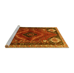 Sideview of Machine Washable Persian Yellow Traditional Rug, wshtr882yw