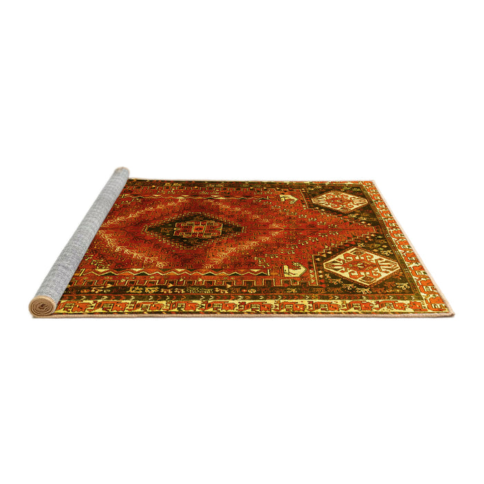 Sideview of Machine Washable Persian Yellow Traditional Rug, wshtr882yw