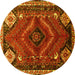 Round Persian Yellow Traditional Rug, tr882yw