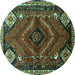Round Persian Turquoise Traditional Rug, tr882turq