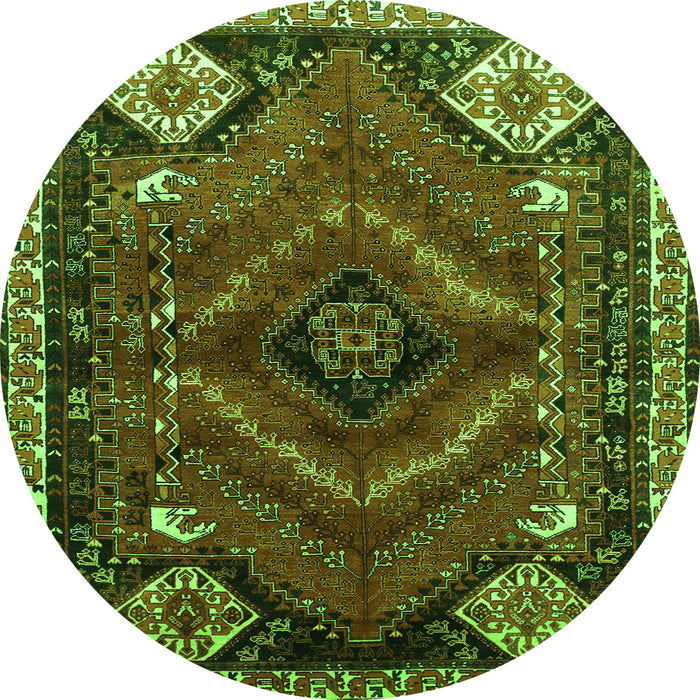 Square Persian Green Traditional Rug, tr882grn