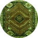 Square Persian Green Traditional Rug, tr882grn