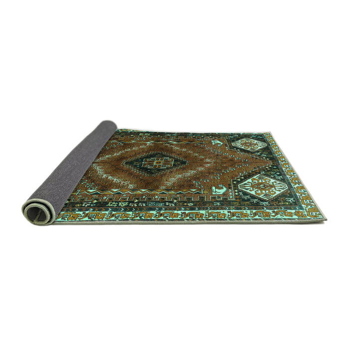 Sideview of Persian Turquoise Traditional Rug, tr882turq