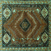 Square Machine Washable Persian Turquoise Traditional Area Rugs, wshtr882turq