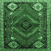 Square Persian Emerald Green Traditional Rug, tr882emgrn