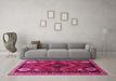 Machine Washable Persian Pink Traditional Rug in a Living Room, wshtr882pnk