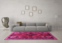 Machine Washable Persian Pink Traditional Rug, wshtr882pnk