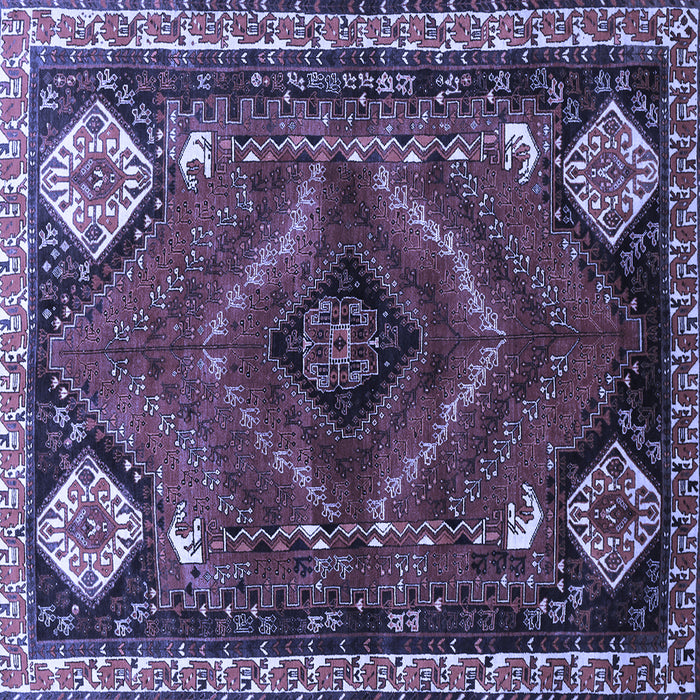 Square Machine Washable Persian Blue Traditional Rug, wshtr882blu
