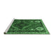 Sideview of Machine Washable Persian Emerald Green Traditional Area Rugs, wshtr882emgrn