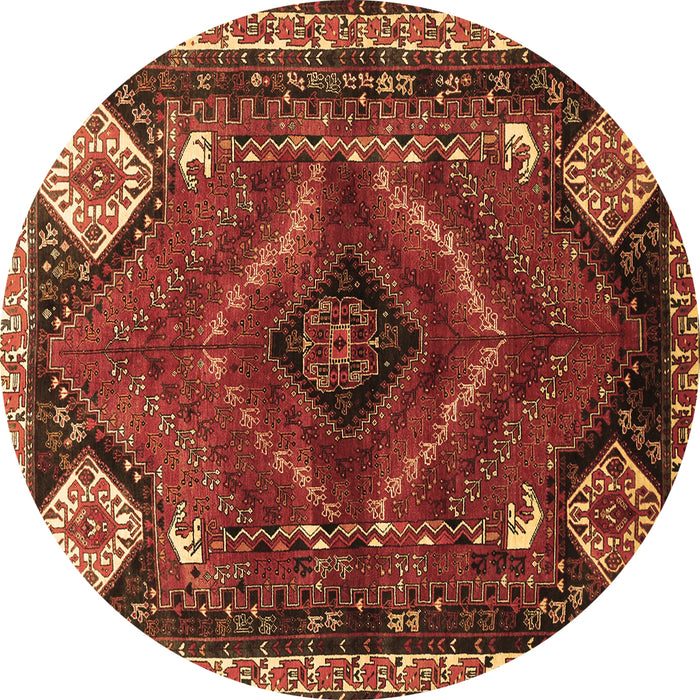 Round Persian Brown Traditional Rug, tr882brn