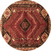 Round Persian Brown Traditional Rug, tr882brn
