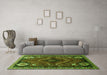 Machine Washable Persian Green Traditional Area Rugs in a Living Room,, wshtr882grn