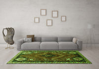 Machine Washable Persian Green Traditional Rug, wshtr882grn