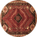 Round Machine Washable Persian Brown Traditional Rug, wshtr882brn