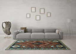 Machine Washable Persian Light Blue Traditional Rug in a Living Room, wshtr882lblu