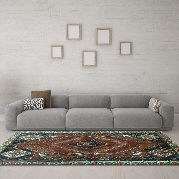 Machine Washable Persian Light Blue Traditional Rug in a Living Room, wshtr882lblu