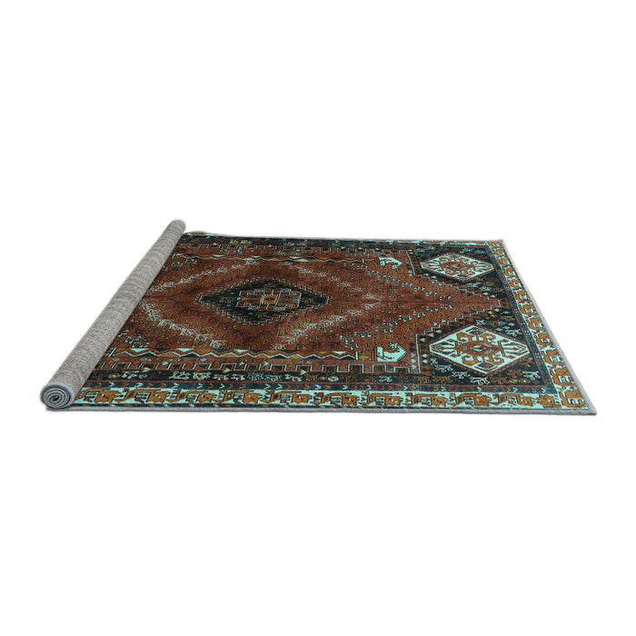 Sideview of Machine Washable Persian Light Blue Traditional Rug, wshtr882lblu