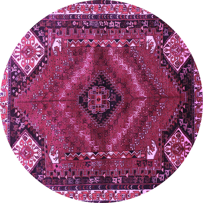 Round Machine Washable Persian Purple Traditional Area Rugs, wshtr882pur