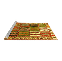 Sideview of Machine Washable Persian Yellow Traditional Rug, wshtr883yw
