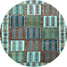 Round Persian Light Blue Traditional Rug, tr883lblu
