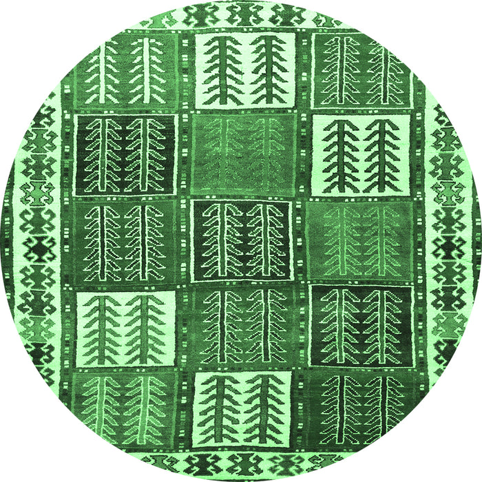 Round Persian Emerald Green Traditional Rug, tr883emgrn