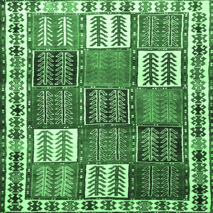 Square Machine Washable Persian Emerald Green Traditional Area Rugs, wshtr883emgrn