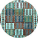 Round Machine Washable Persian Light Blue Traditional Rug, wshtr883lblu